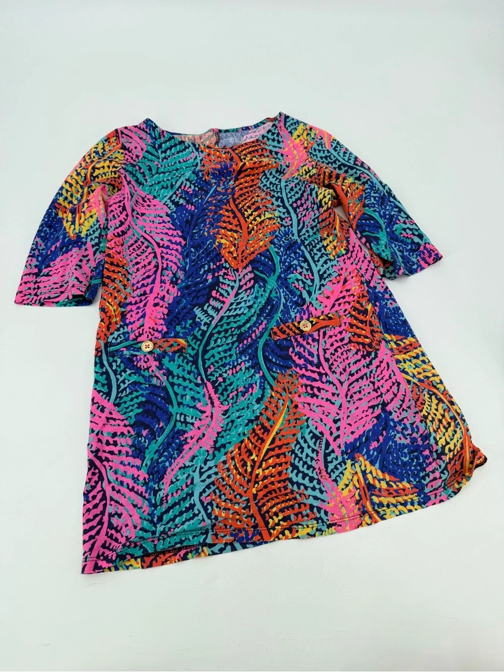 Lilly Pulitzer Kids Electric Feel Shift Dress Pima Cotton Large 8 10 vacation